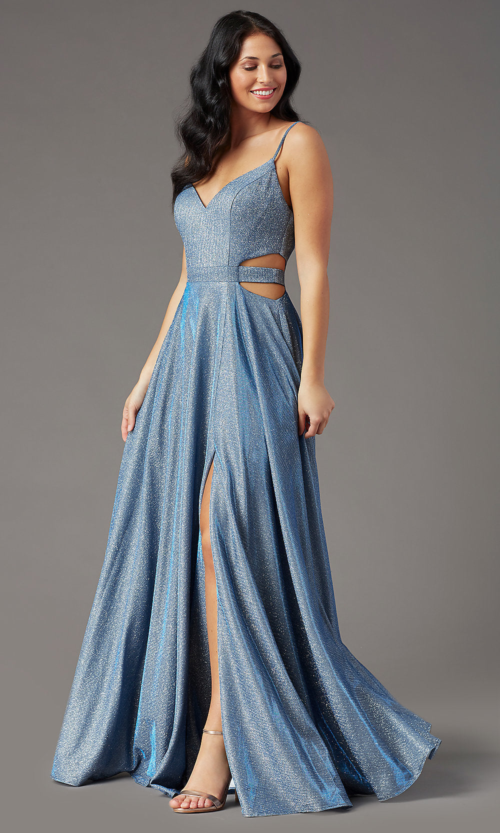 dusty blue long dress